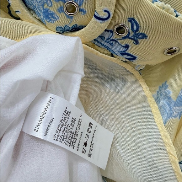 Zimmerman Light Yellow & Blue Paisley Shirt Dress with Belt - Picture 9 of 9